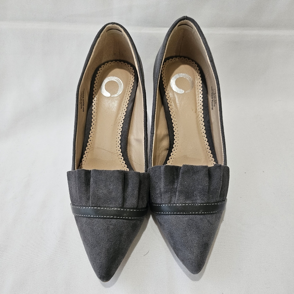 JOURNEE COLLECTION Marek Faux Suede Stiletto Pump Heels Gray Size 5½